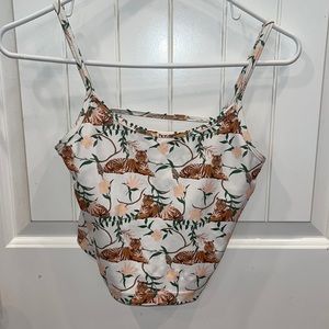 KORTNI JEANE Womens Size S Tiger Flower and Leaf Print latter- back